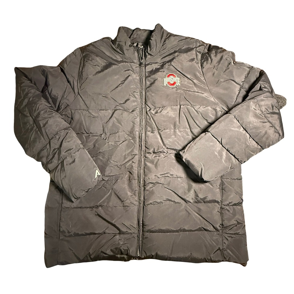 Antigua Ohio State Buckeyes Puffer Jacket Mens Large Black Full Zip Quilted L
